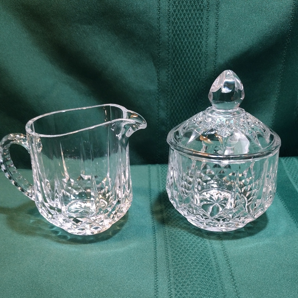 Pressed Glass Creamer and Sugar Bowl